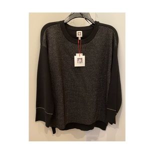 Anne Klein Metallic High-Low Sweater